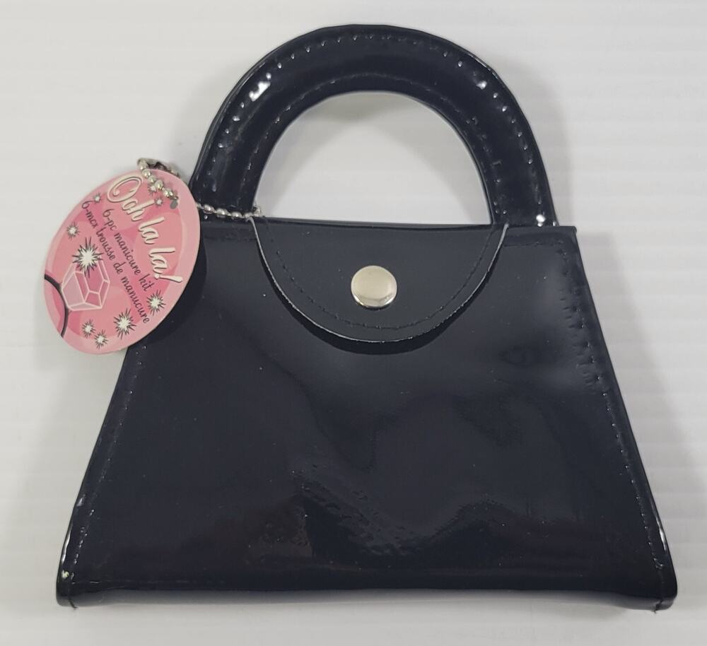 *Z2) Ooh La La! 6-piece Manicure Black Vinyl Mini Bag Kit